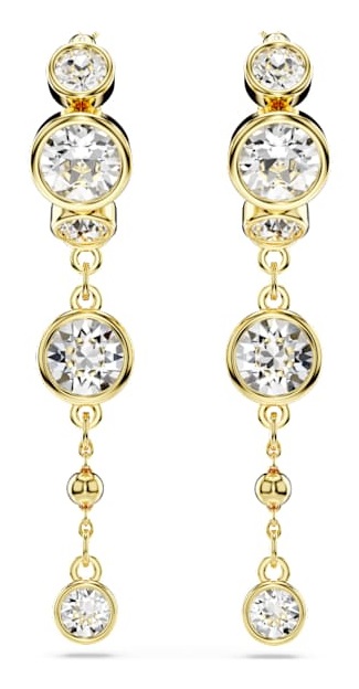 Swarovski Orecchini Pendent Imber, Taglio Tondo, Bianchi, Placcati Oro, 4.3 x 0.7 cm
