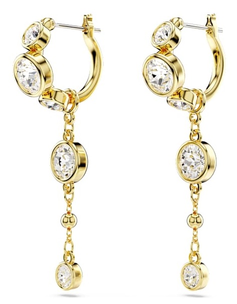 Swarovski Orecchini Pendent Imber, Taglio Tondo, Bianchi, Placcati Oro, 4.3 x 0.7 cm