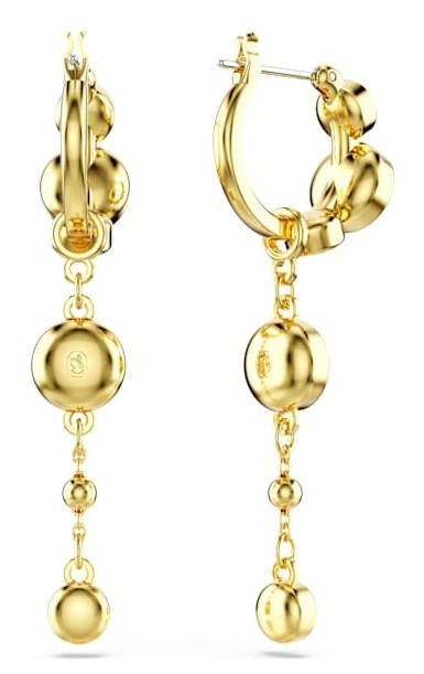 Swarovski Orecchini Pendent Imber, Taglio Tondo, Bianchi, Placcati Oro, 4.3 x 0.7 cm