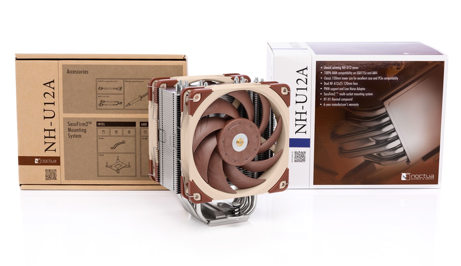 Noctua NH-U12A Dissipatore a Torre per CPU 12 cm - Alta Prestazione, 450-2000 Giri/min, 18,8-22,6 dB, Flusso d'aria 102,1 m³/h