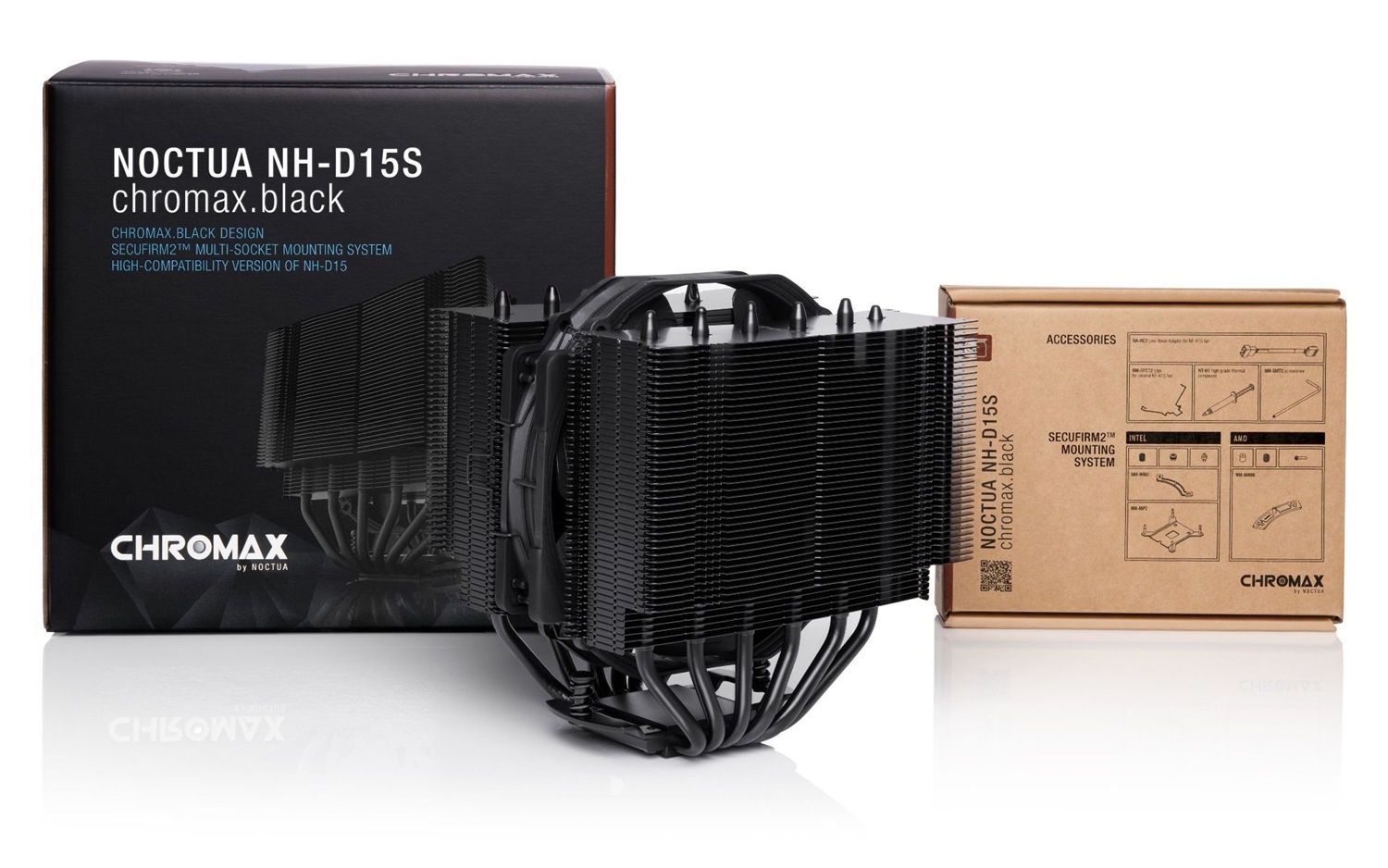 Noctua NH-D15S chromax.black Dissipatore per CPU 14 cm - 300-1500 Giri/min, 24,6 dB, Flusso d'aria 140,2 m³/h