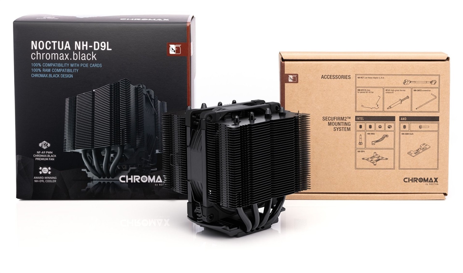 Noctua NH-D9L CHROMAX.BLACK Dissipatore di Calore/Radiatore per CPU con Ventola da 9,2 cm, 400-2000 RPM, 22,8 dB