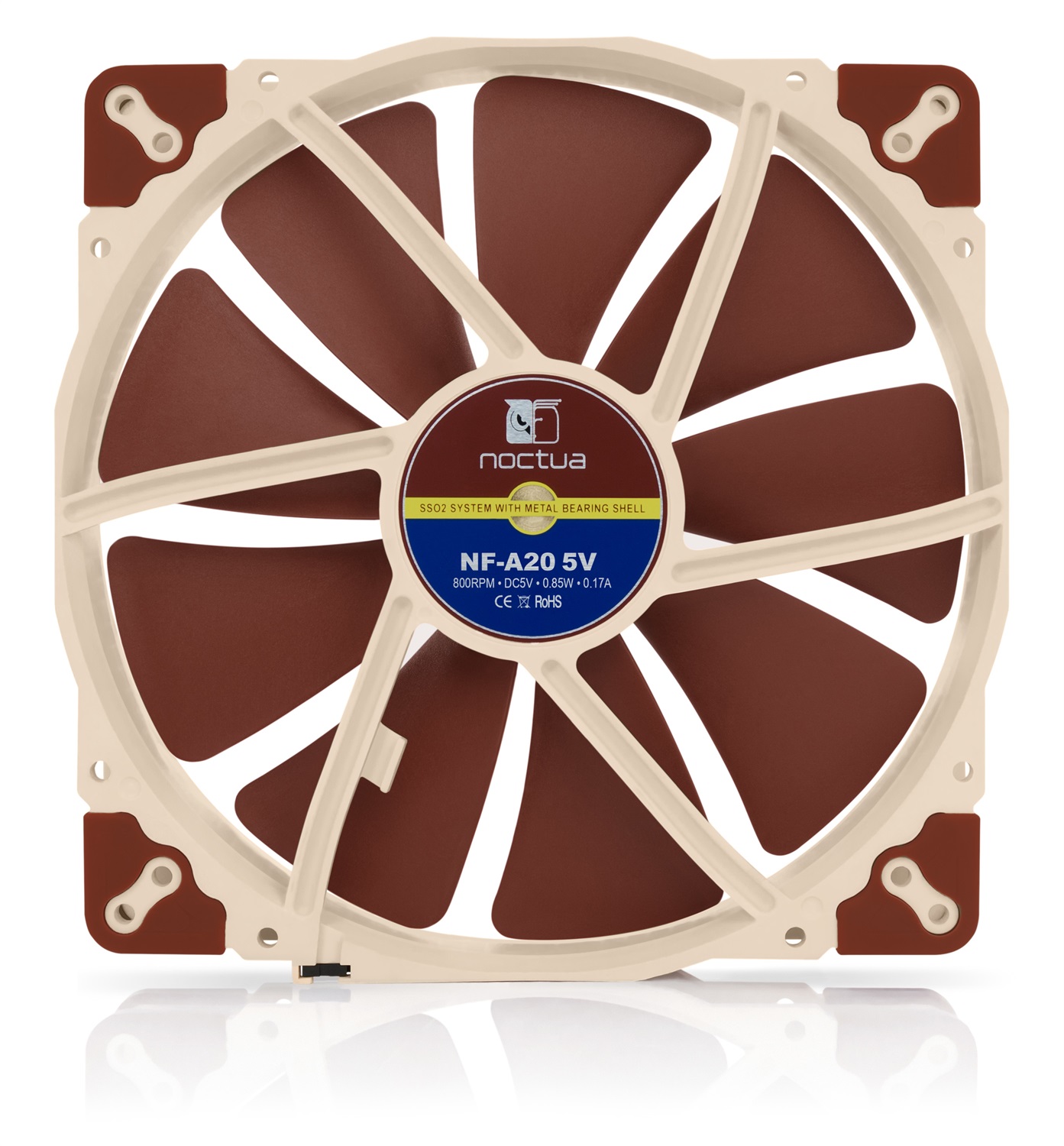 Noctua NF-A20 Ventilatore per Case Computer 20 cm - 800 Giri/min, 18,1 dB, Flusso d'aria 146,9 m³/h, Beige e Marrone