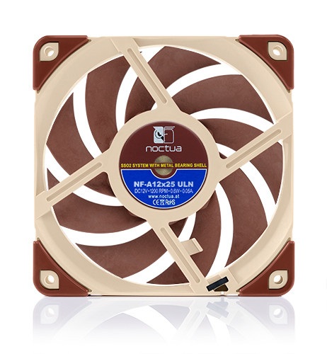 Noctua NF-A12x25 ULN Ventilatore 12 cm - 1200 Giri/min, 12,1 dB, Flusso d'aria 55,7 m³/h, Beige e Rosso
