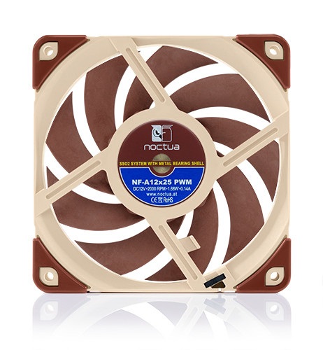 Noctua NF-A12x25 PWM Ventilatore 12 cm Beige e Rosso - Silenzioso, 450-2000 Giri/min, 22,6 dB, Flusso d'aria 102,1 m³/h