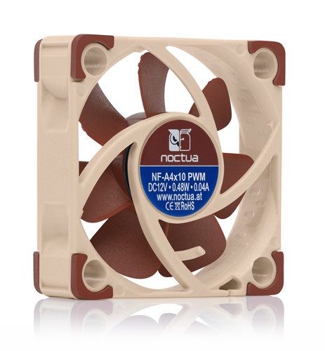 Noctua NF A4x10 PWM Ventilatore 4 cm - 1000 a 5000 Giri/min, 19,6 dB, Flusso d'aria 8,9 m³/h, Beige e Rosso