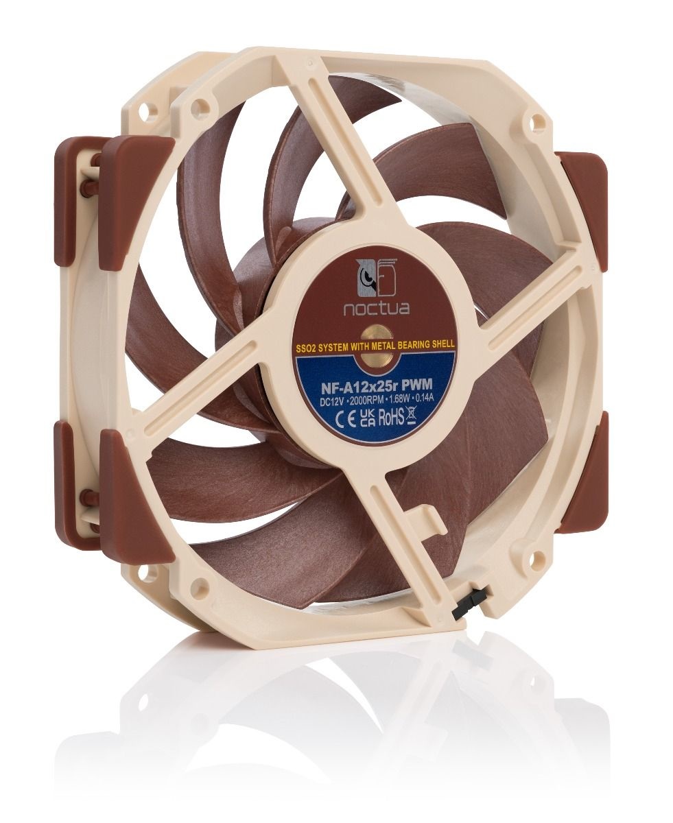 Noctua NF-A12X25R PWM Ventilatore 12 cm 4-Pin Beige e Marrone - Silenzioso, Max 2000 RPM, 22,6 dB