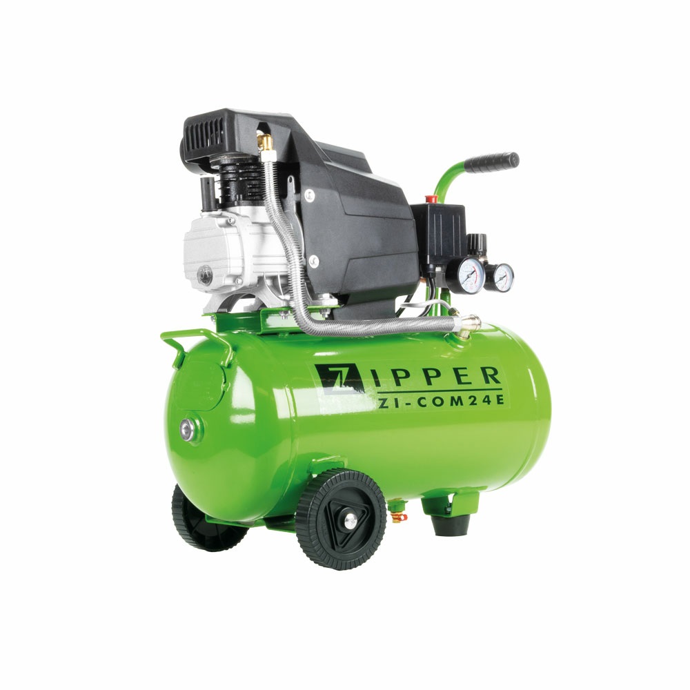 Zipper ZI-COM24E Compressore d'aria 1100 W 24L, Lubrificato a Olio, 2 Manometri, 1 Cilindro
