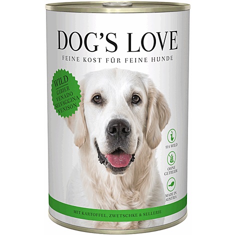 Dog's Love Cibo Umido per Cani Adulto - Selvaggina con Patate e Prugne, 400 g, Senza Cereali
