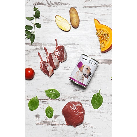 Dog's Love Cibo Umido per Cani Adulto Agnello con Patate, Zucca e Albicocca - 400 g