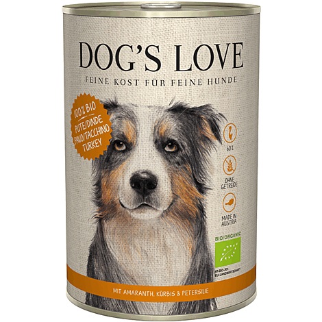 Dog's Love Cibo Umido Adulto BIO Tacchino, Zucca e Prezzemolo 200 gr - 100% Naturale e Senza Glutine