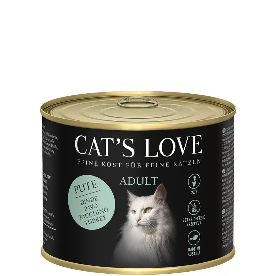 Cat's Love Cibo Umido per Gatti Adulto Tacchino con Camedrio Maro e Olio di Salmone - 200 g