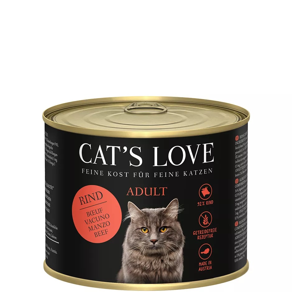 Cat's Love Cibo Umido per Gatti Adulto Manzo con Tarassaco e Olio di Cardo - 200 gr