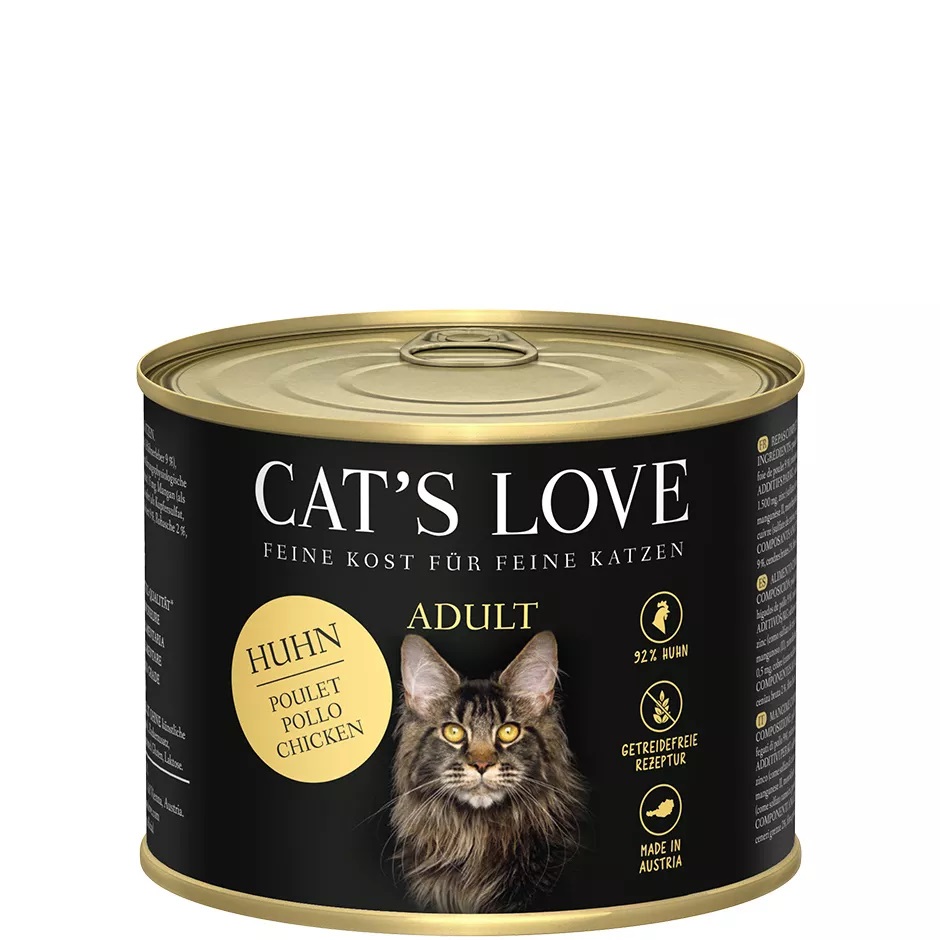 Cat's Love Cibo Umido per Gatti Adulto Pollo con Olio di Lino e Ortica 200 g - Senza Glutine, Cereali e Conservanti