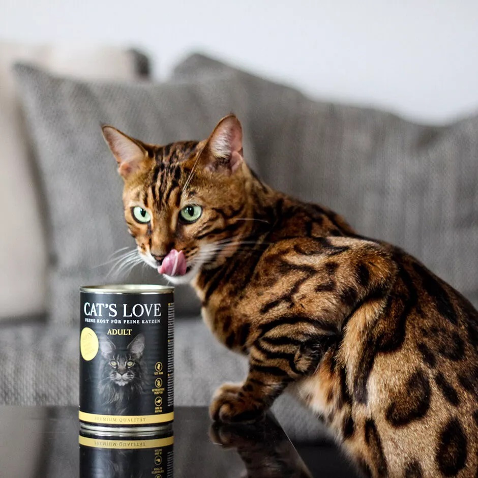 Cat's Love Cibo Umido per Gatti Adulto Pollo con Olio di Lino e Ortica 200 g - Senza Glutine, Cereali e Conservanti