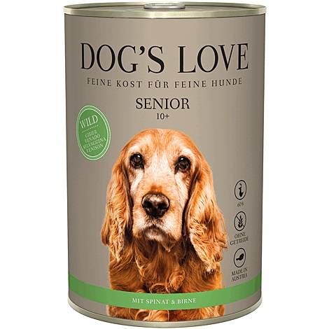 Dog's Love Cibo Umido per Cani Senior con Selvaggina, Spinaci e Pera - 400 g