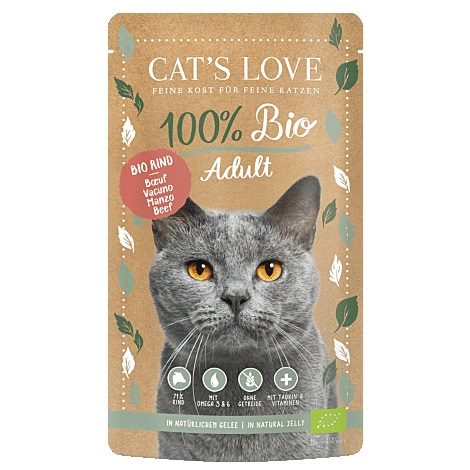 Cat's Love Bio Manzo - Cibo Umido Completo per Gatti Adulti 100 g