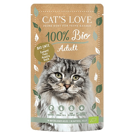 Cat's Love Bio Anatra - Cibo Umido Completo per Gatti Adulti 100 g con 71% di Carne di Pollo e Anatra