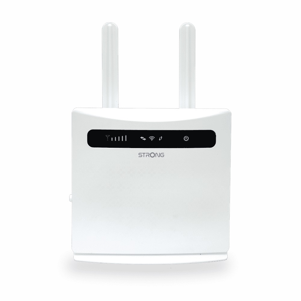 Strong 4GROUTER300V2 Router di rete cellulare 4G LTE fino a 150 Mbps, Wireless N300 Mbps, con Slot per SIM e 4 Porte LAN, Bianco