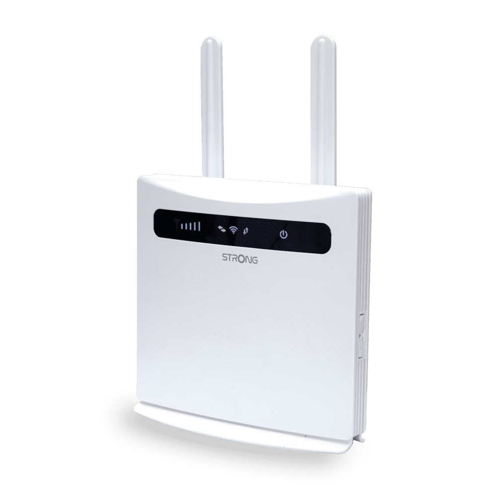 Strong 4GROUTER300V2 Router di rete cellulare 4G LTE fino a 150 Mbps, Wireless N300 Mbps, con Slot per SIM e 4 Porte LAN, Bianco