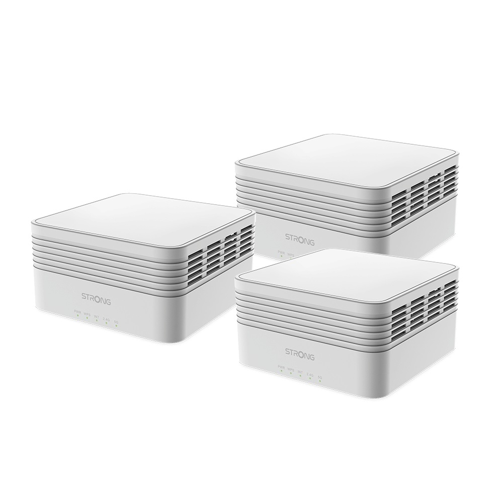 STRONG Atria Mesh AX3000 Sistema Wi-Fi Mesh Dual-band (2.4 GHz/5 GHz) Wi-Fi 6 - Fino a 1050 m² - 3 Porte LAN Gigabit - Bianco