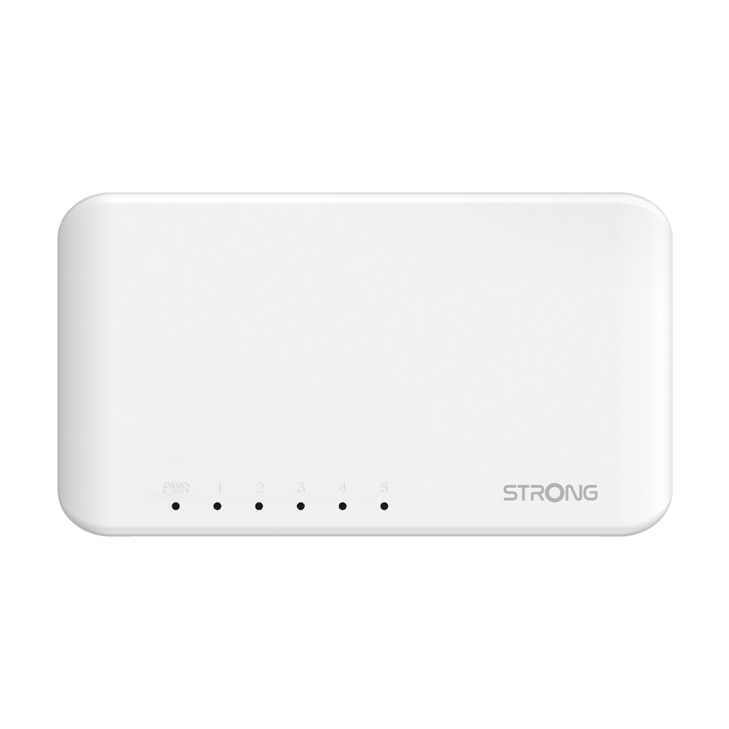 Strong SW5000P Switch di Rete Gigabit Ethernet 5 Porte (10/100/1000) Bianco - Montabile a Parete