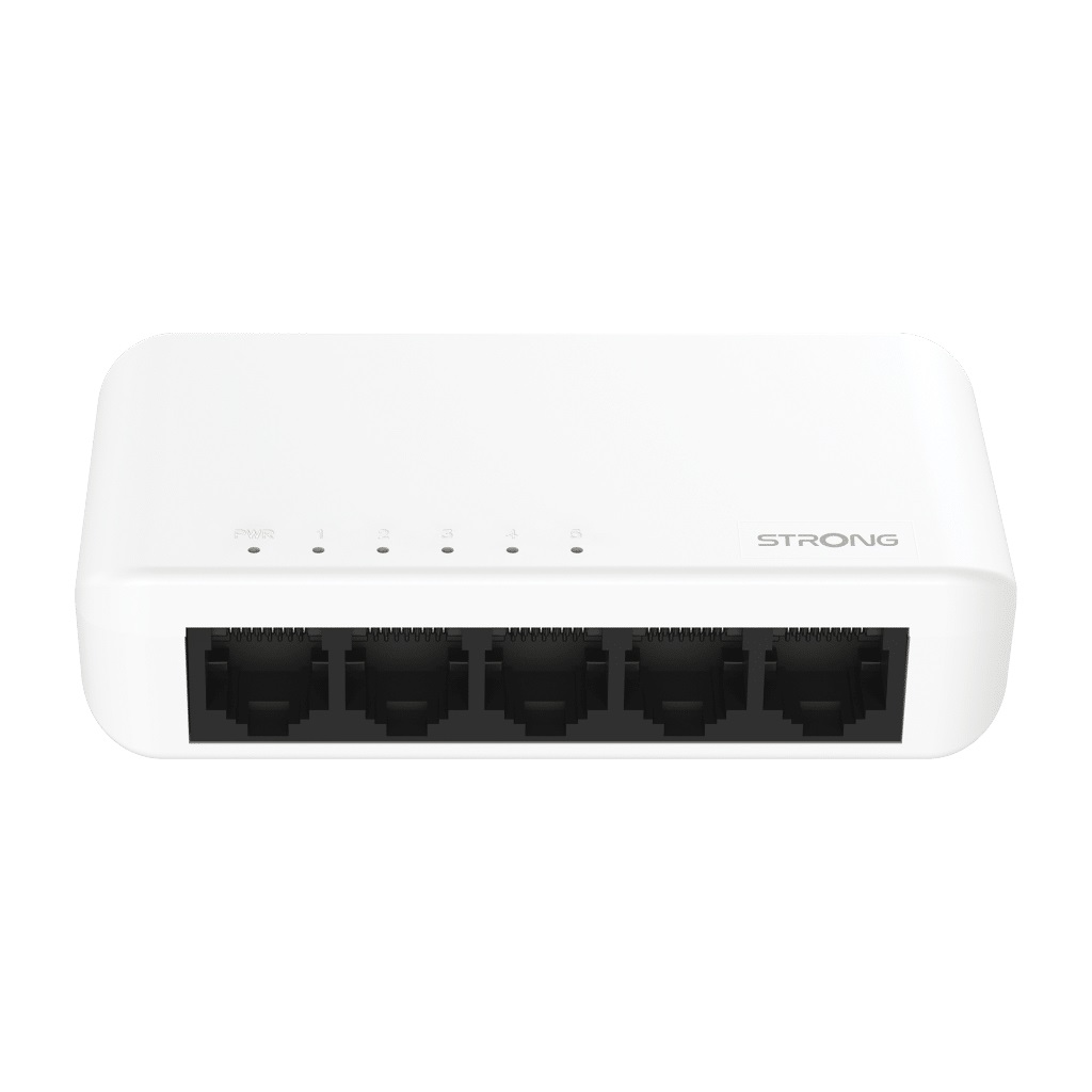 Strong SW5000P Switch di Rete Gigabit Ethernet 5 Porte (10/100/1000) Bianco - Montabile a Parete