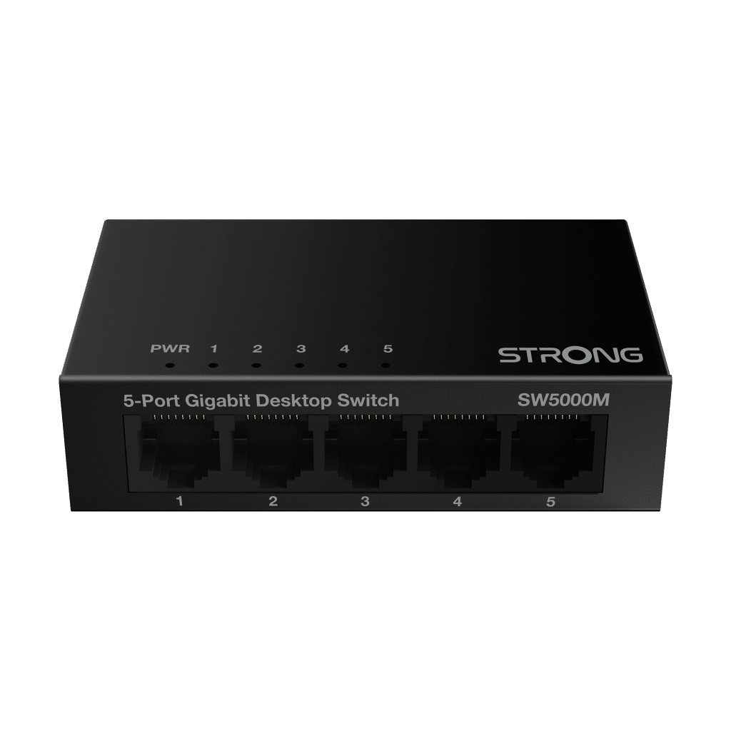 Strong SW5000M Switch di Rete Gigabit Ethernet 5 Porte (10/100/1000) Nero - Montabile a Parete