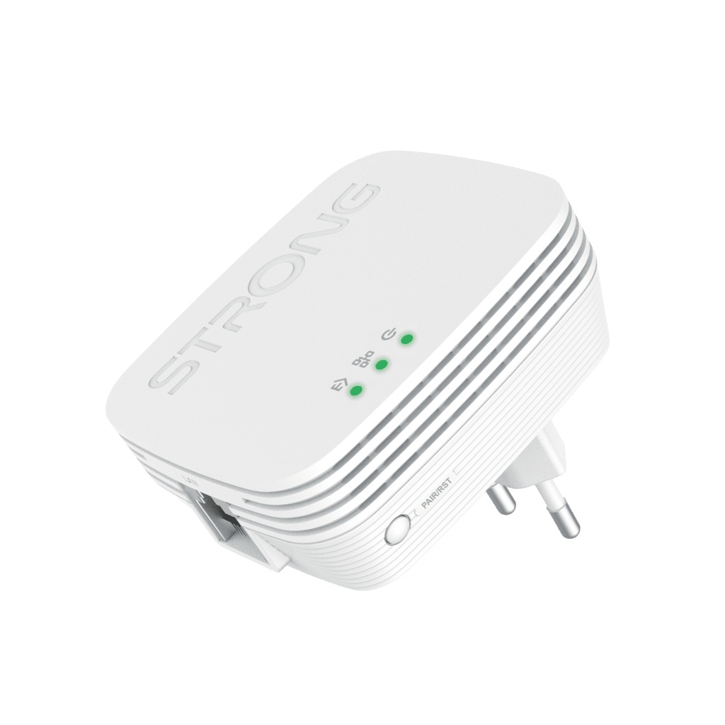 STRONG Powerline Wifi 600 Duo Mini - Kit di 2 Adattatori 600 Mbps PowerLine e 300 Mbps Wi-Fi - Compatibile con Tutti i Modem/Router - Installazione Rapida - Bianco