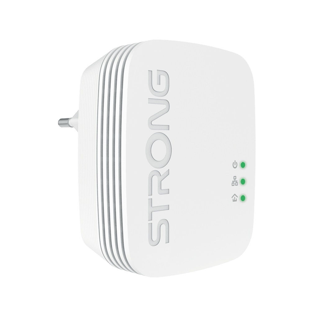 STRONG Powerline Wifi 600 Duo Mini - Kit di 2 Adattatori 600 Mbps PowerLine e 300 Mbps Wi-Fi - Compatibile con Tutti i Modem/Router - Installazione Rapida - Bianco