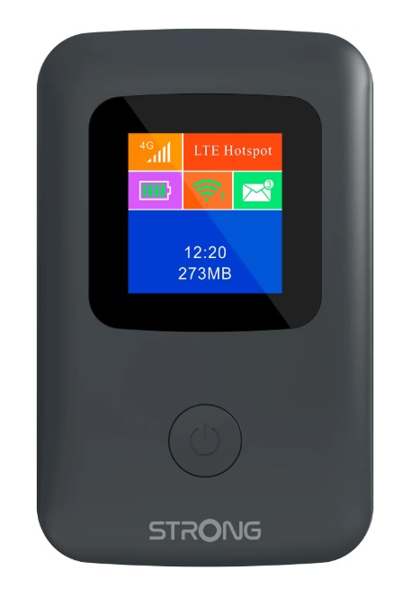 STRONG Router Portatile 4G MiFi 150 - Cat4/150 Mbps, WiFi 4/300 Mbps, Display, Batteria 2100mAh, MicroSD, USB-C