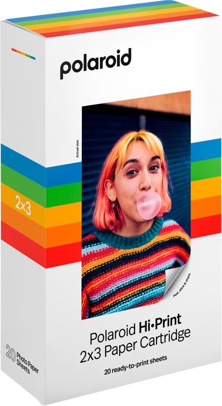 Polaroid Hi-Print 2x3 - Cartuccia di Carta Fotografica Molto Lucida, 20 Fogli, Compatibile con Stampante Portatile