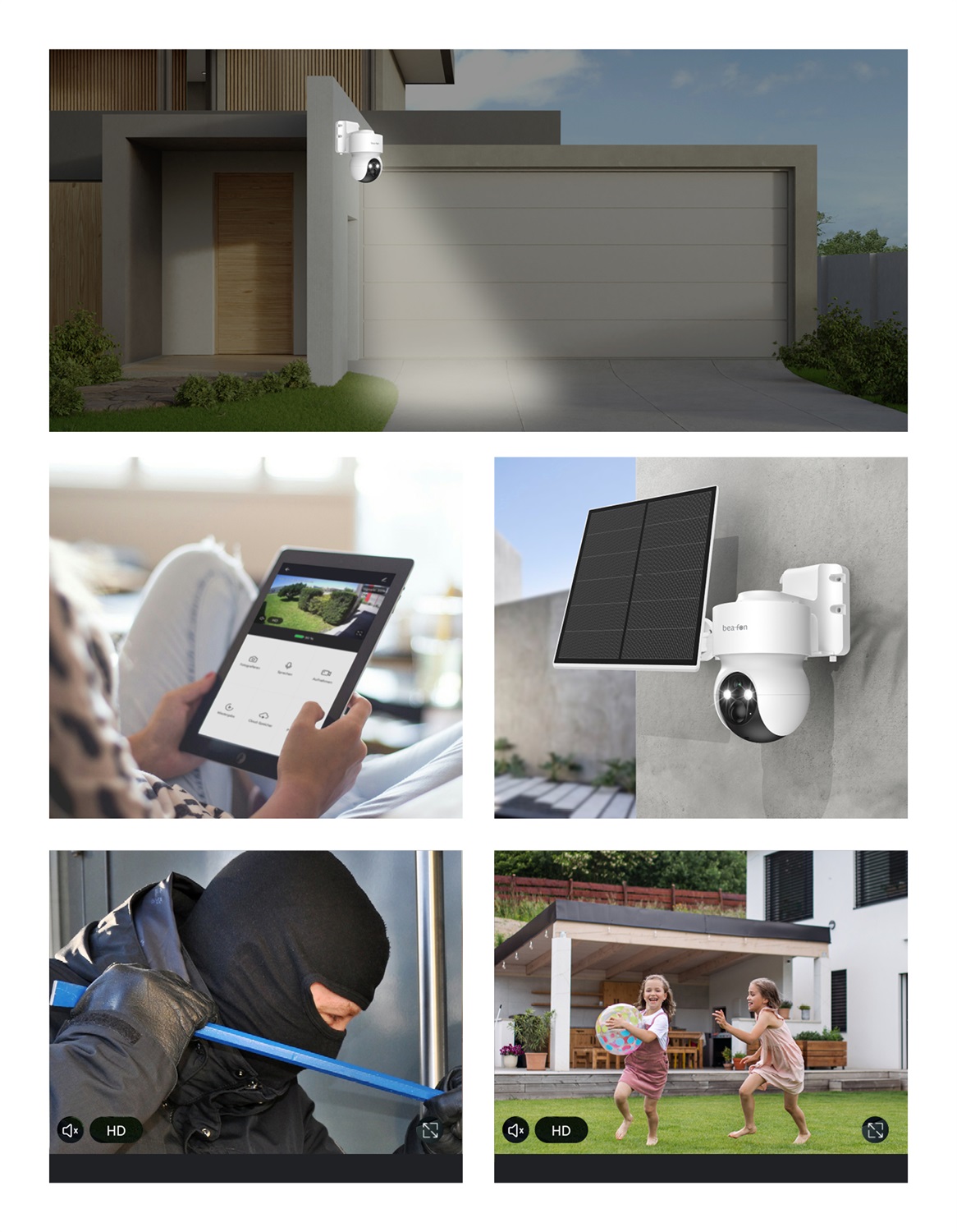 Beafon Safer 3S Pro Telecamera di Sorveglianza per Esterni 2304 x 1296 Pixel IP65 WiFi 2,4G Senza Fili con Batteria 9600 mAh