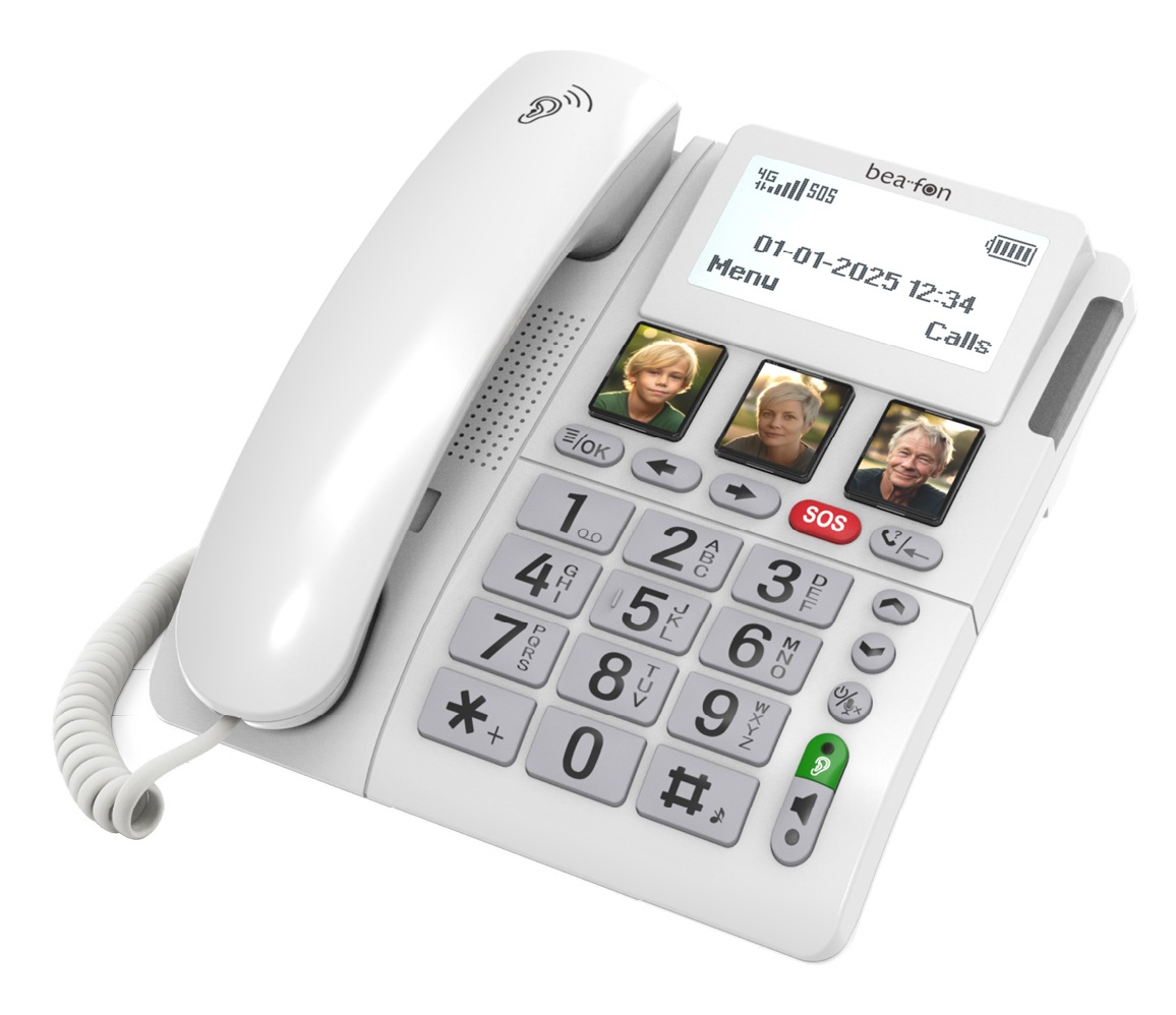 Beafon ML 10 - Telefono fisso 4G LTE con pulsante SOS, braccialetto di emergenza e numeri XXL