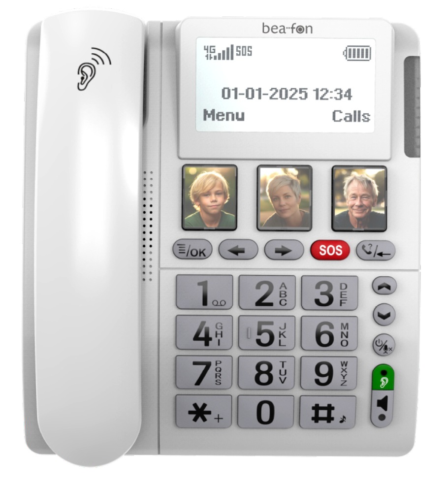 Beafon ML 10 - Telefono fisso 4G LTE con pulsante SOS, braccialetto di emergenza e numeri XXL