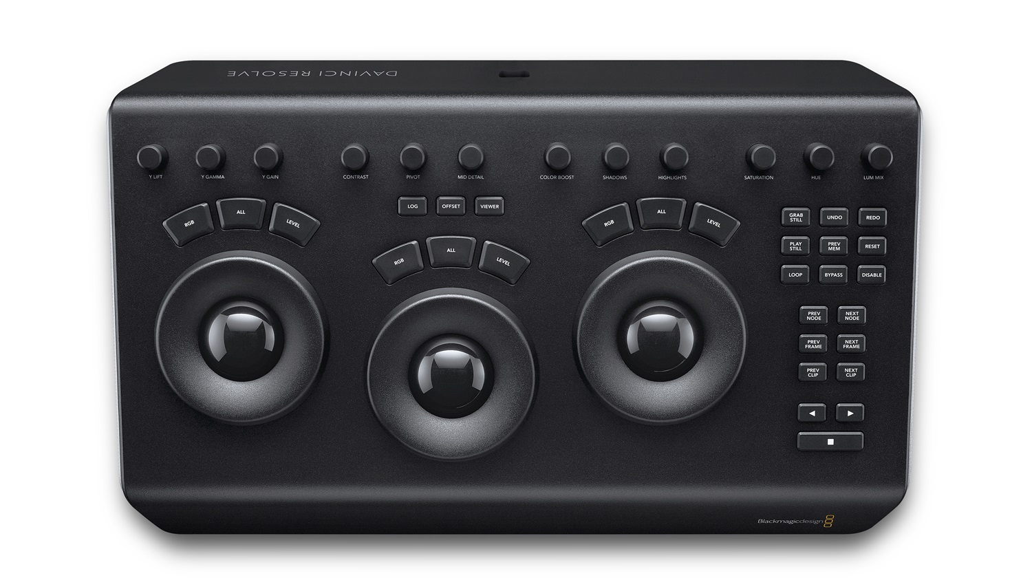 Blackmagic Design DaVinci Resolve Micro Panel - Pannello di Controllo Portatile con 3 Trackballs, 12 Control Knobs e Software DaVinci Resolve Incluso