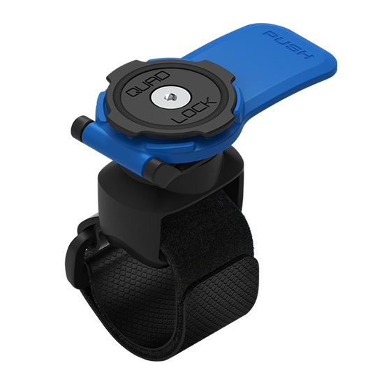 Quad Lock QLM-STP Supporto Universale per Smartphone con Cinturino a Sgancio Rapido - Nero e Blu, Compatibile con Manubri da 20-38mm