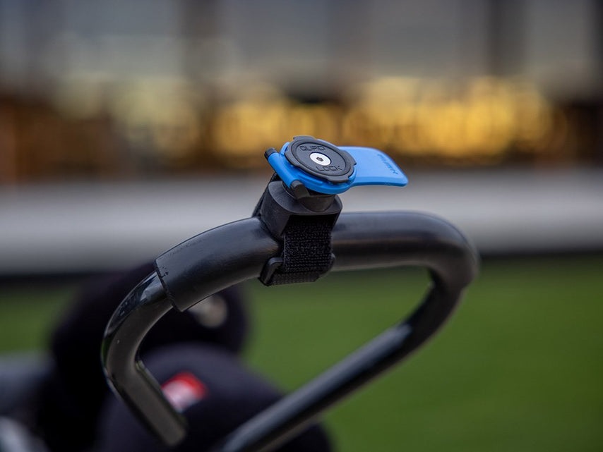 Quad Lock QLM-STP Supporto Universale per Smartphone con Cinturino a Sgancio Rapido - Nero e Blu, Compatibile con Manubri da 20-38mm