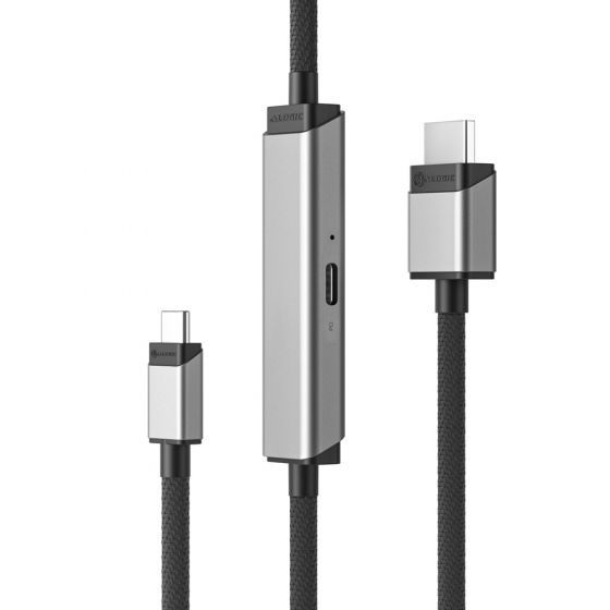 ALOGIC Cavo Adattatore USB-C a HDMI 2m con Supporto 4K 60Hz e 100W PD - Nero e Grigio