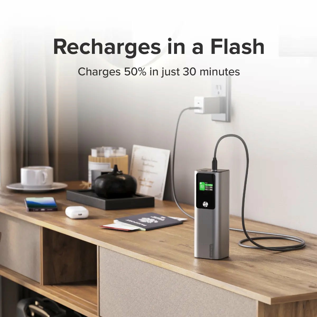 ALOGIC Ark Power Bank 27.000mAh con Ricarica USB-C 140W e 3 Porte di Uscita