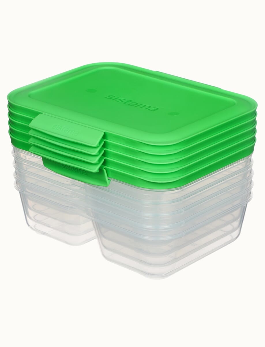 Sistema 59165 recipiente per cibo Rettangolare Contenitore 0,87 L Verde, Trasparente 5 pz