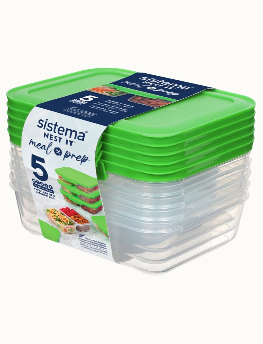 Sistema 59165 recipiente per cibo Rettangolare Contenitore 0,87 L Verde, Trasparente 5 pz