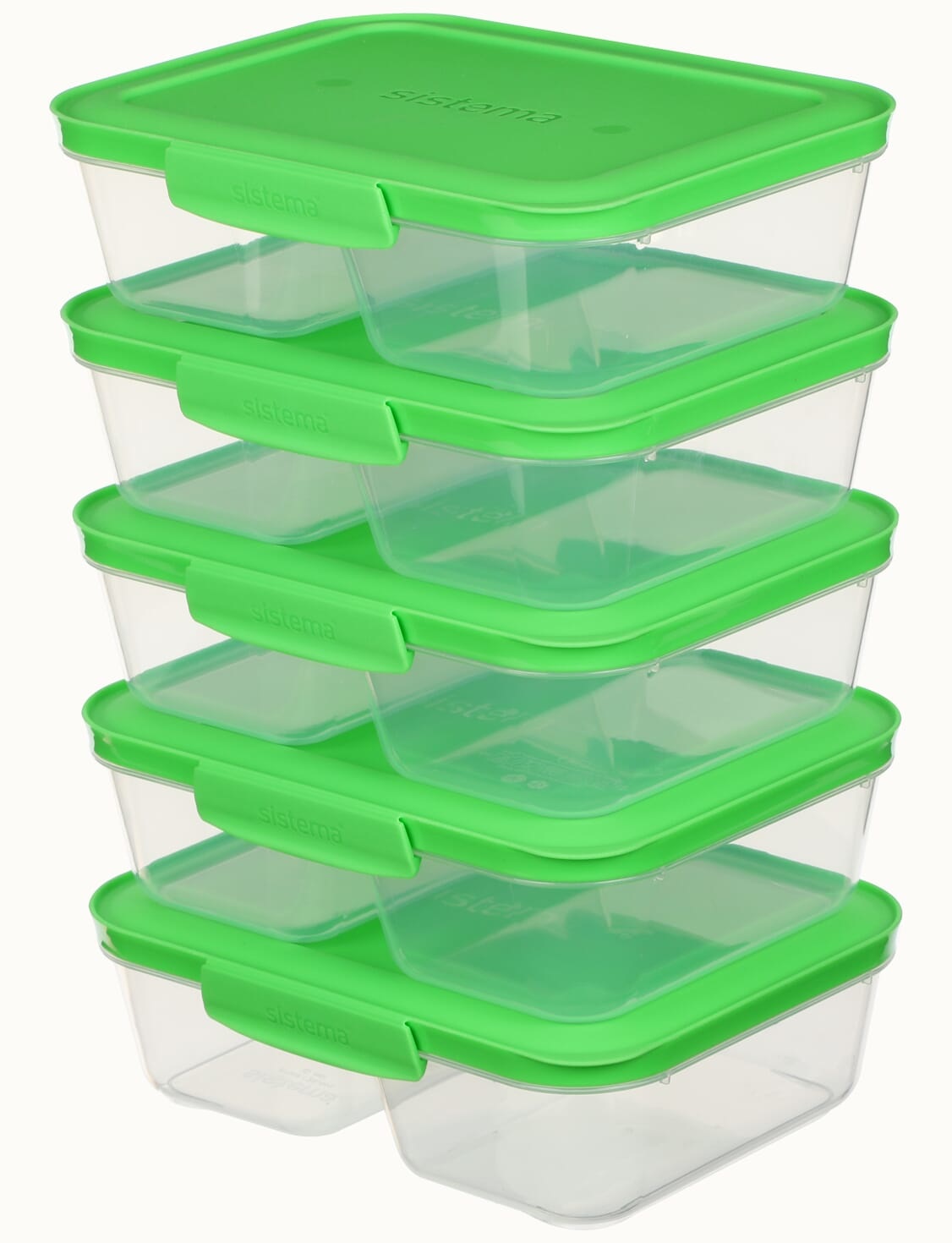 Sistema 59165 recipiente per cibo Rettangolare Contenitore 0,87 L Verde, Trasparente 5 pz