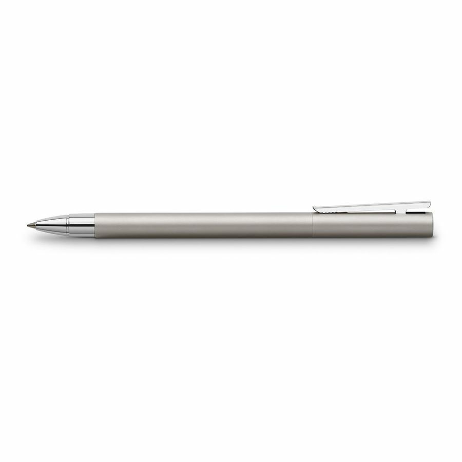 Faber-Castell Penna Roller Neo Slim - Punta 0,7 mm - Fusto in Acciaio Cromato Opaco - Clip a Molla in Metallo