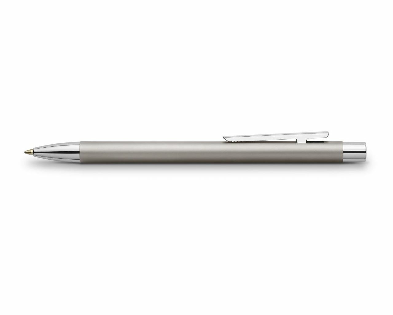 Faber-Castell Penna a sfera Neo Slim - Acciaio Cromato Opaco, Punta M, Clip a Molla