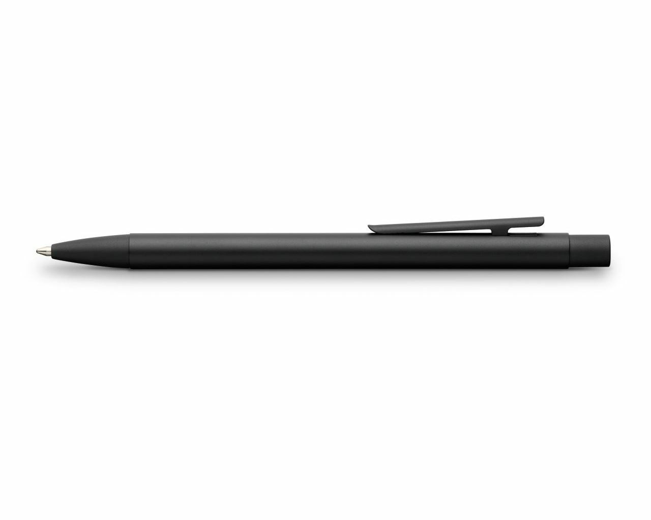 Faber-Castell Penna a sfera Neo Slim - Fusto in metallo nero, Punta M, Clip a molla, Elegante e sottile