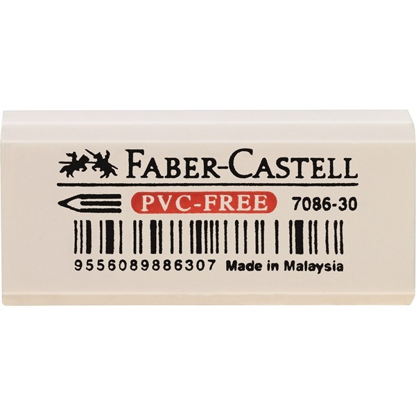 Faber-Castell Gomma Mini in Vinile Bianca 7086-30 per Matita - Confezione da 30 Pezzi, PVC-Free e Ftalati-Free