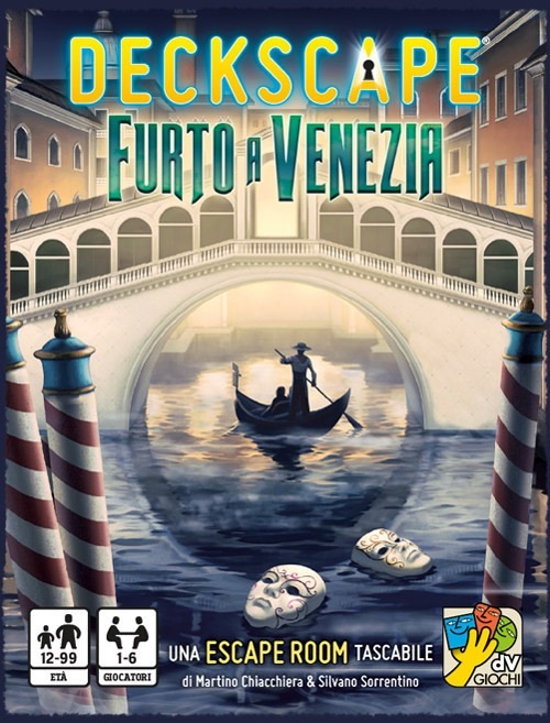 dV Giochi Deckscape - Furto a Venezia, Gioco da Tavolo Escape Room Tascabile, Edizione Italiana, Multicolore, DVG4479, per 1-6 Giocatori, dai 12 ai 99 Anni